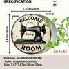 Vintage Round Welcome To My Sewing Room Metal Sign Rustic Wall Art Sewing Machine Design Cute Home Decor