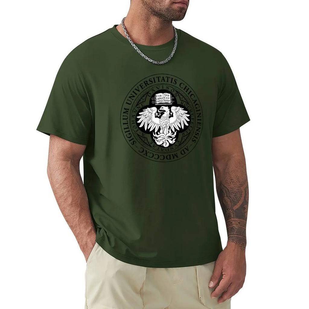 University of Chicago T-shirt anime clothes Short sleeve tee blacks oversizeds designer t shirt men