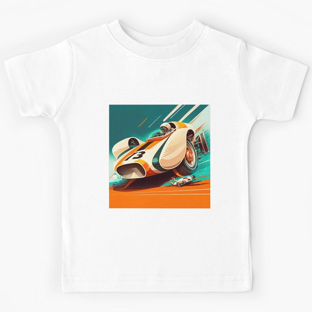 Vintage Illustration Colorful Speed Car Formel One Futuristic Kids T-Shirt 100