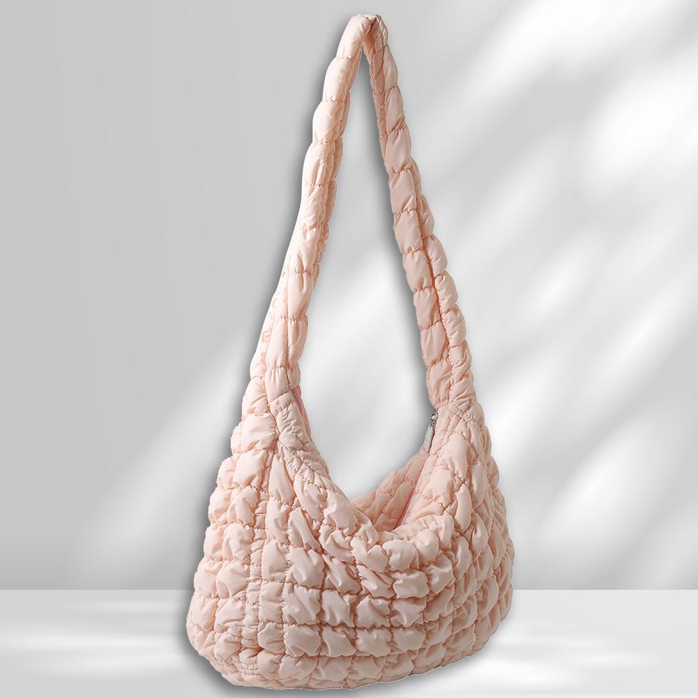 Ladies Tote Bags Large Capacity Lattice Pattern Female Hand Bag Casual Fashion Simple Nylon Quilted Elegant for Weekend Vacation