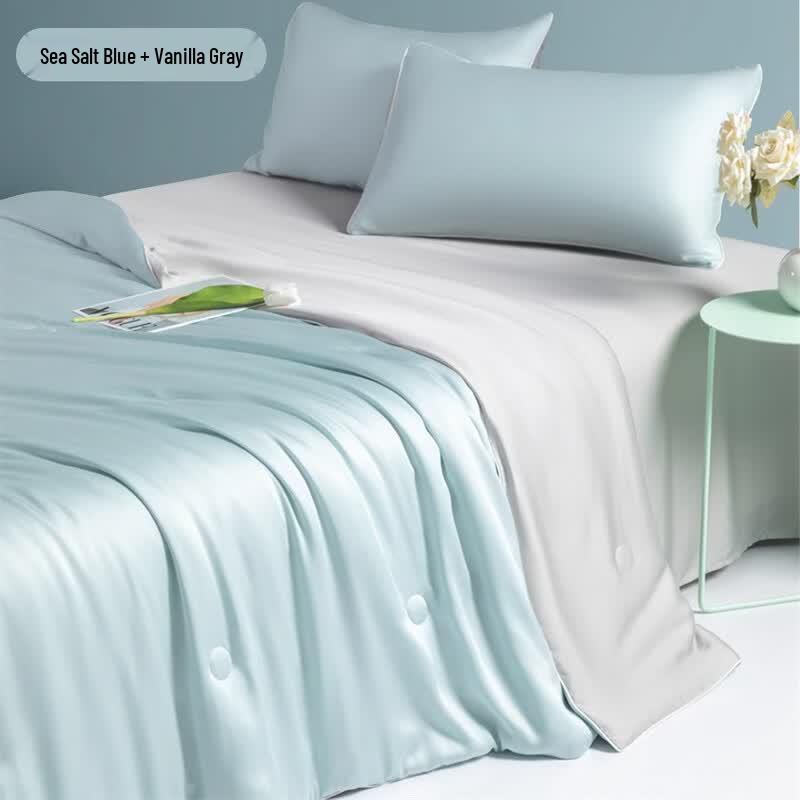 OLOEY Cooling Ice Silk Thin Summer Quilt Four-Piece Set