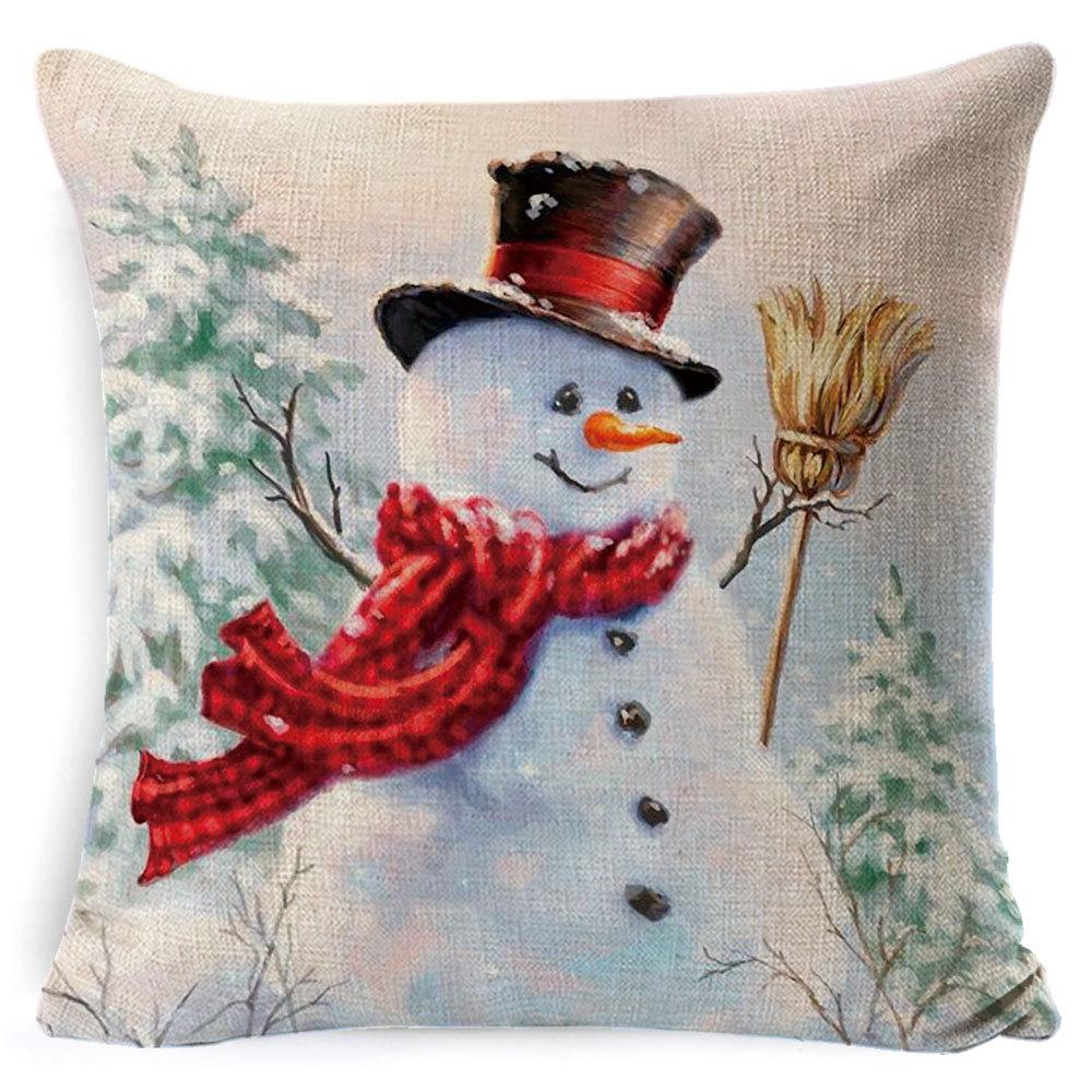 New Christmas Pillow Cover Four-piece Set Pillow Cushion Office Lumbar Backrest Decorative Backrest