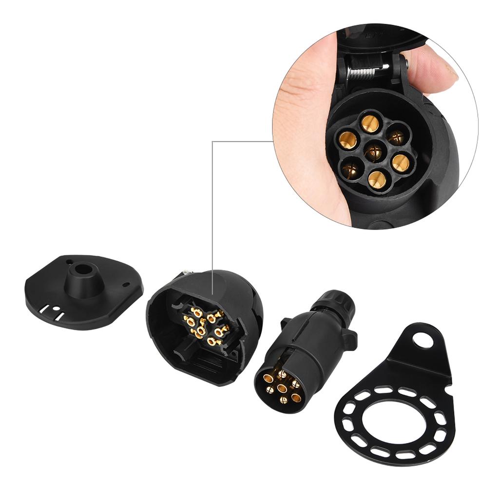 12N 7Pin Trailer Plug Socket Connector Adapter Bracket for Trailer Caravan Towing Towbar
