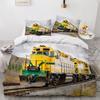 Train Duvet Cover set 2 Pieces, Soft Microfiber Bedding Set with Zipper Closure 3D Retro Train Comforter Cover with Pillowcases