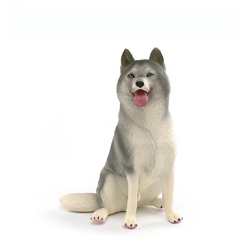 

[Nekogamiyama] Siberian Husky Dog Sitting Miniature Figurine Ornament Model Decor Collector s Model