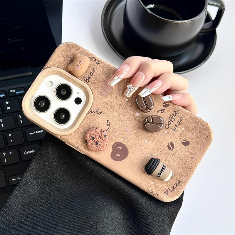 Brown Three-dimensional Biscuit Bear for IPhone14/15promax for Apple 16 Mobile Phone Case Niche 12 New Style 13p