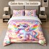 Unicorn Theme Custom Text Or Name 3Pcs Bedding Set 1 Flat Sheet & 2 Pillowcases Personalized Home Bedding
