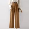 ZANZEA Women Summer Elastic Waist Solid Color Pleated Wide Leg Pants