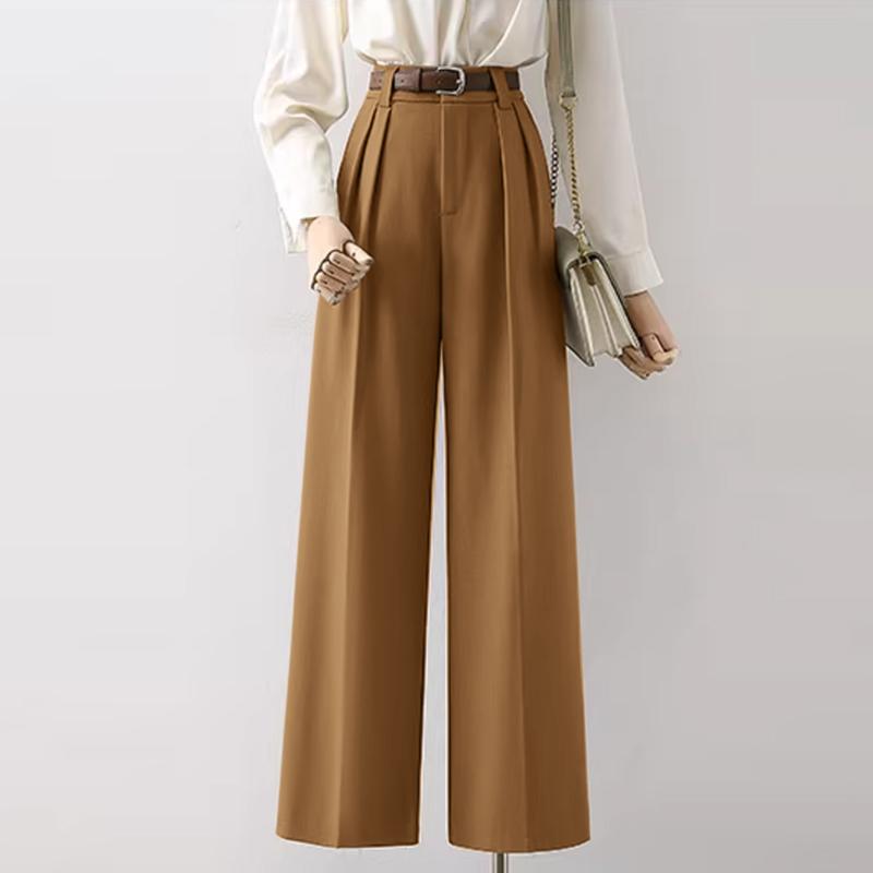ZANZEA Women Summer Elastic Waist Solid Color Pleated Wide Leg Pants