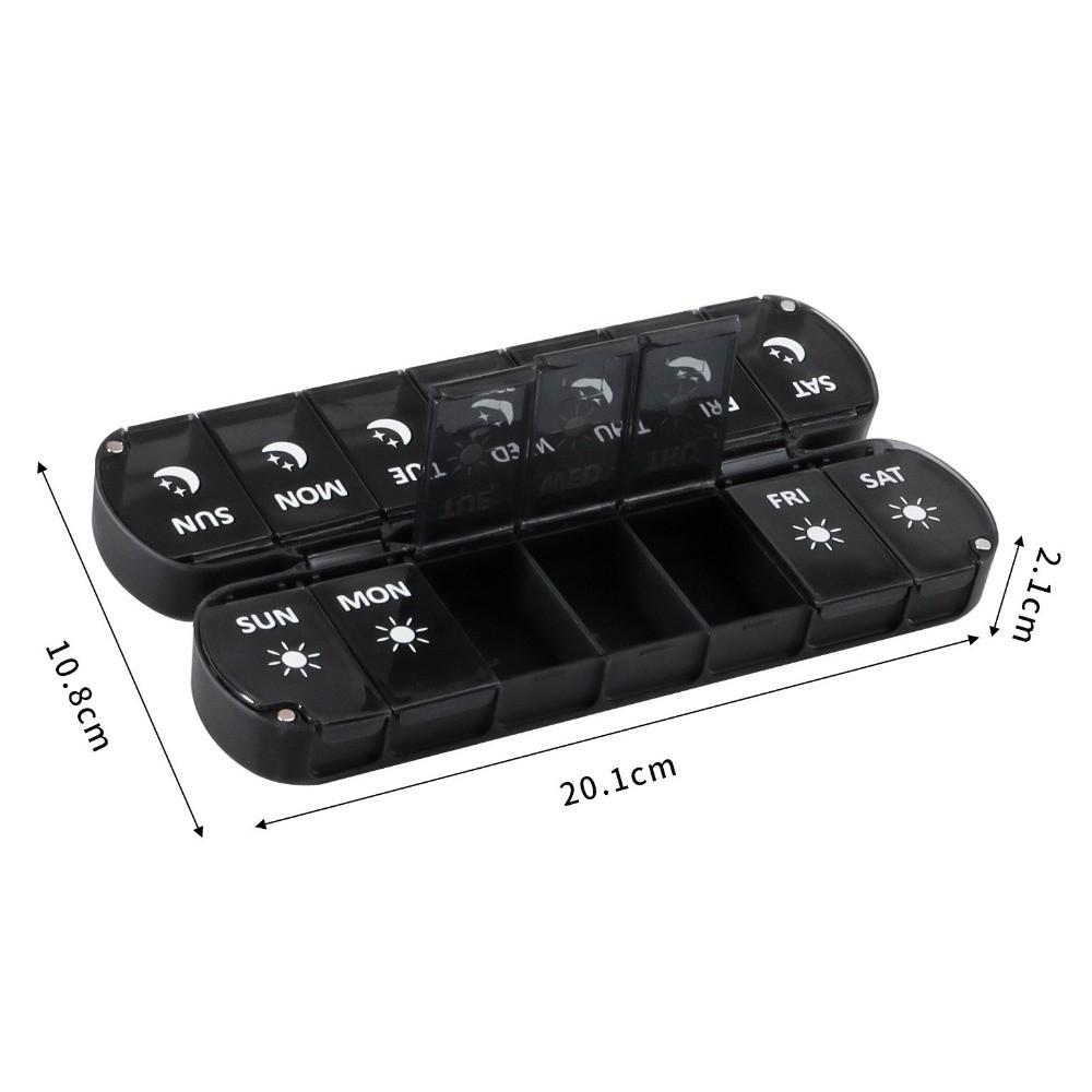 New Foldable Design Weekly Pill Case 14 Grids Airtight Pill Organizer 2 Times A Day AM PM Labels 7 Day Vitamin Case Home Gadgets