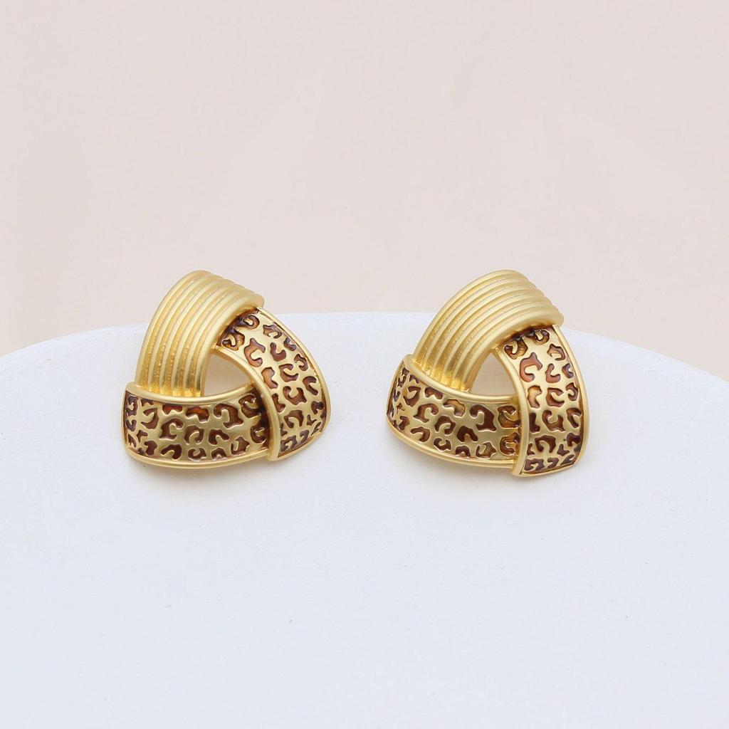 Podzimní/Zimní Trojúhelníkové Náušnice s Leopardím Vzorem - Stříbro S925