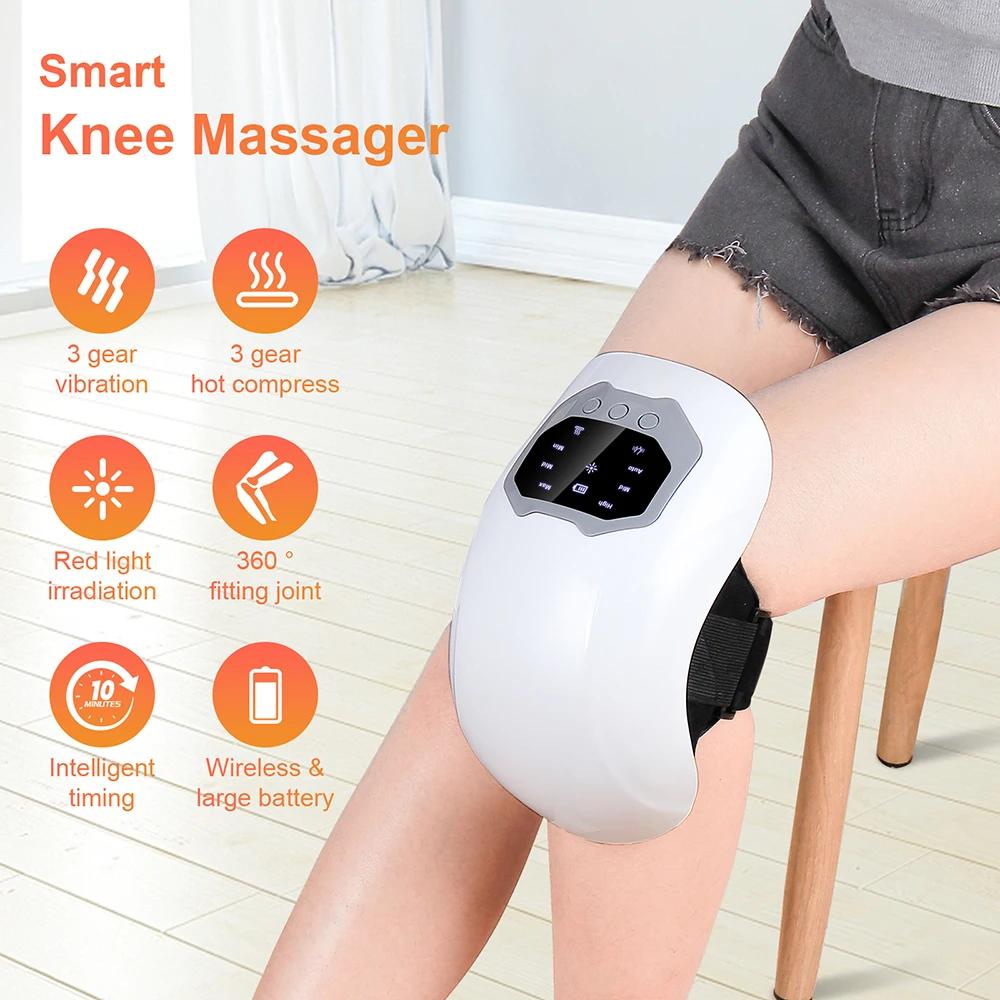 Wireless Electric Heating Knee Massage Pad Red Light Airbag Wrap Knee Massager Hot Compress High Vibration Relaxing Massage