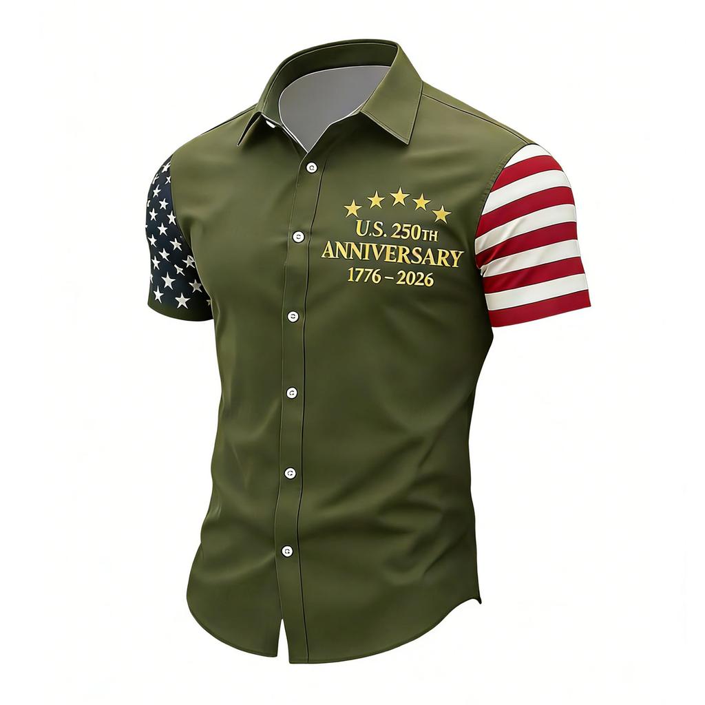 Men's Spring/Summer Casual Outdoor Collared Short-Sleeve Shirt