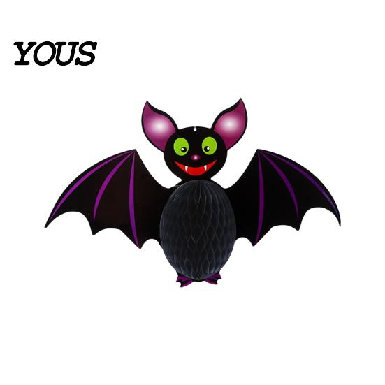 Three-dimensional Halloween Party Decor Honeycomb Hanging Decor, Waterproof Paper Witch Bat Pumpkin Ornament Props for Ceiling Window Display, Spooky