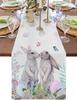 Spring Easter Rabbit Flowers Table Runners Holiday Party Decor Reusable Farmhouse Kitchen Dining Table Runner Easter Decorations
