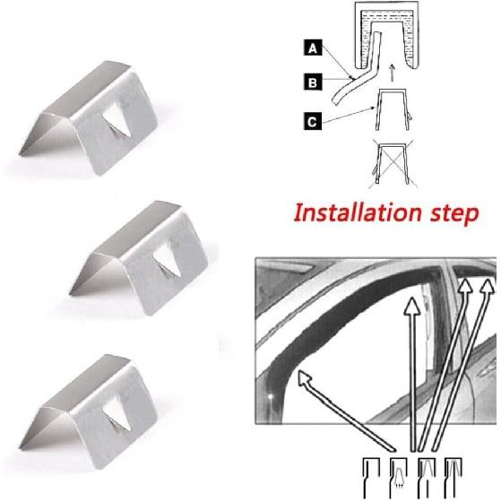 16pcs Wind Rain Deflector Channel Clips Set Universal Stainless Steel Fitting Fixing Retaining Replacement Clip Compatible with Heko G3 Sned