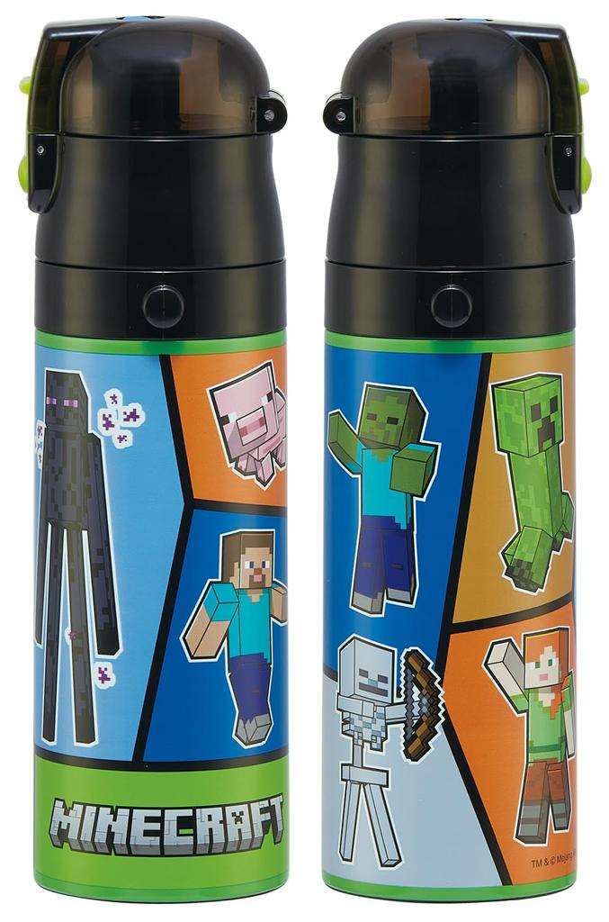 Skater Bouteille d'eau en acier inoxydable pour Direct Léger et Minecraft pour Refroidissement Eau de sport Enfants, Boire, 470 ml, Adapté aux enfants, 25, Garçons,