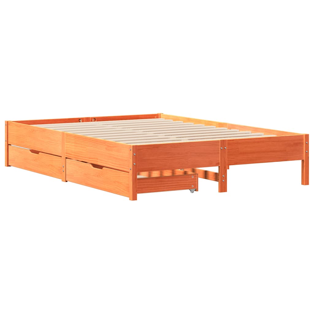 Solid Wood Bed Frame without Mattress Wax Brown 120 x 200 cm Pine Wood