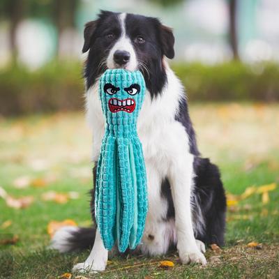 Octopus Dog Toy Cartoon Shape Wear Resistant Teeth Cleaning Funny Plush Octopus Toy Pet Interactive Squeaky Toy