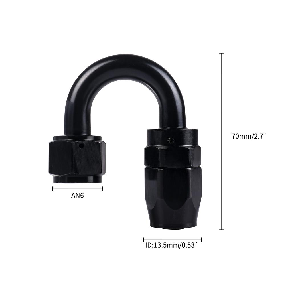 4/6/8/10/12 AN Hose Ends Fitting Aluminium Black AN Fittings Adapter Oil Fuel Pipe Reusable Fitting End 0/45/90/180 Degree