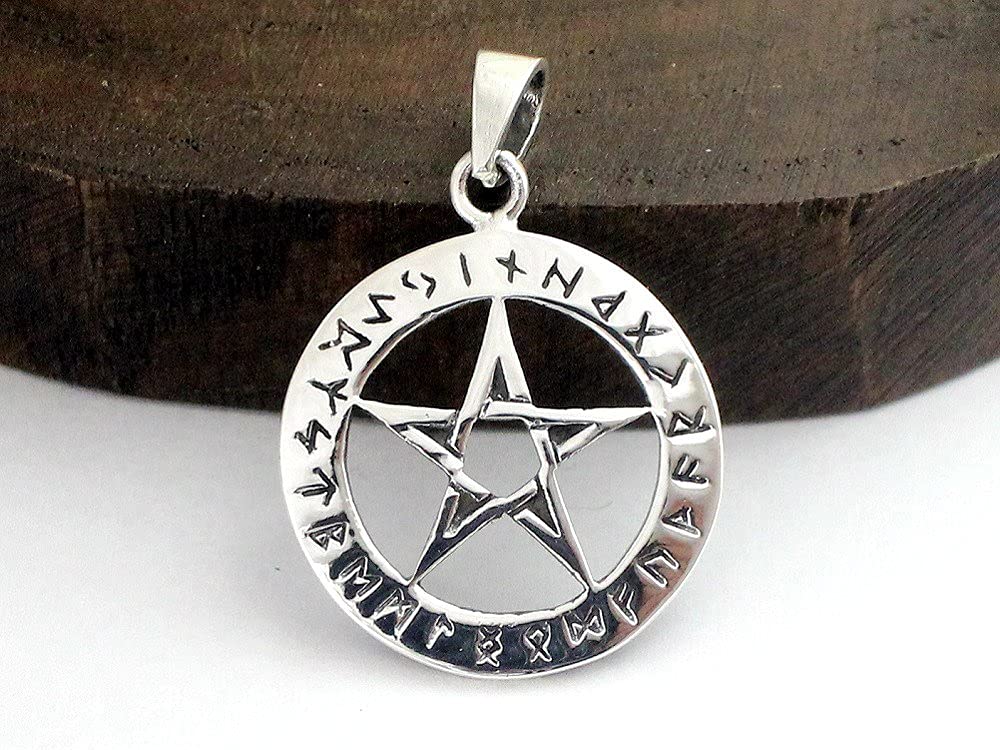 Pentagram Star Pendant Top, Sterling Silver 925, Amulet
