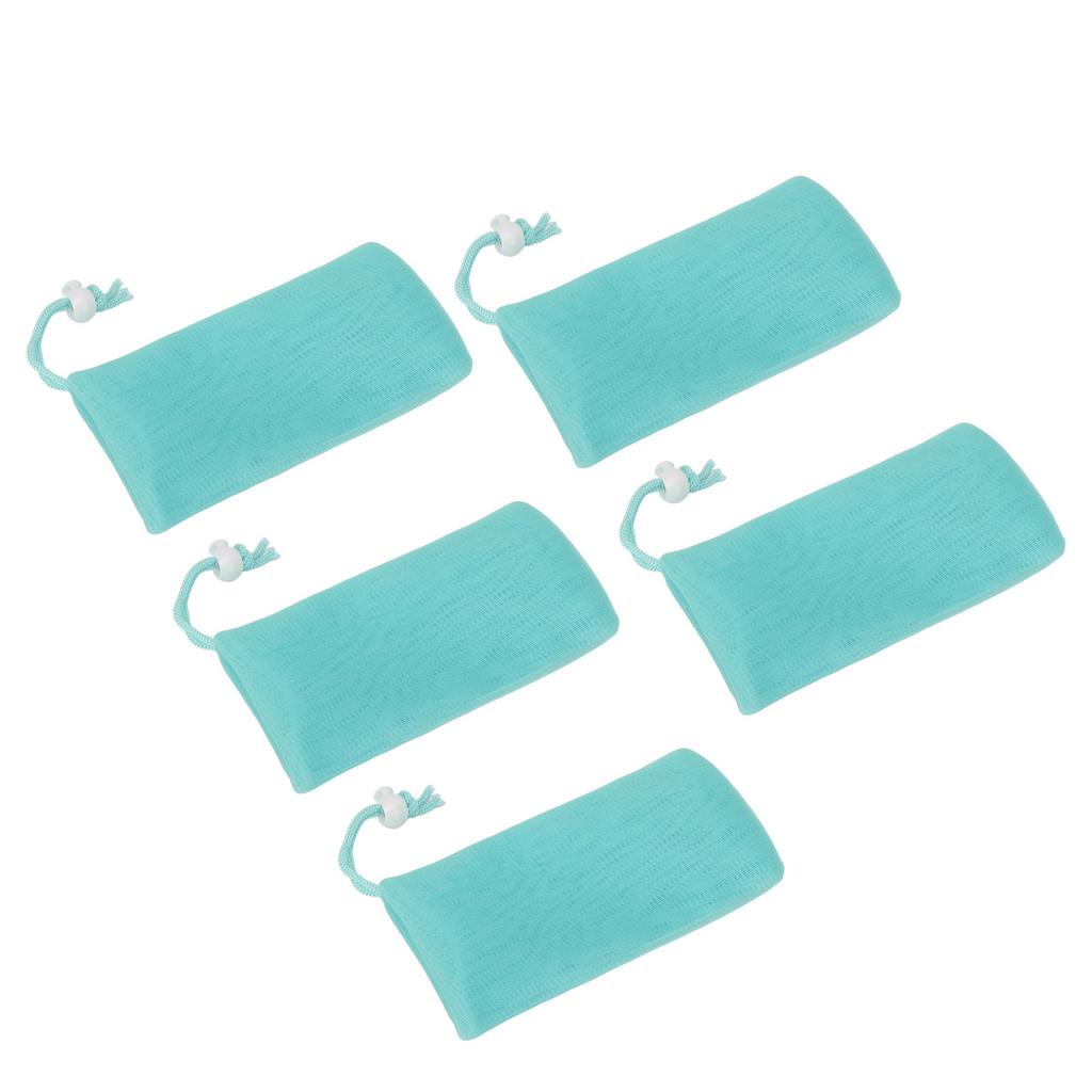 Mesh Soap Pouch Exfoliating Soft Drawstring Design Saver Bag Soap Foam Net for Body Facial Cleaning Tool 5pcs