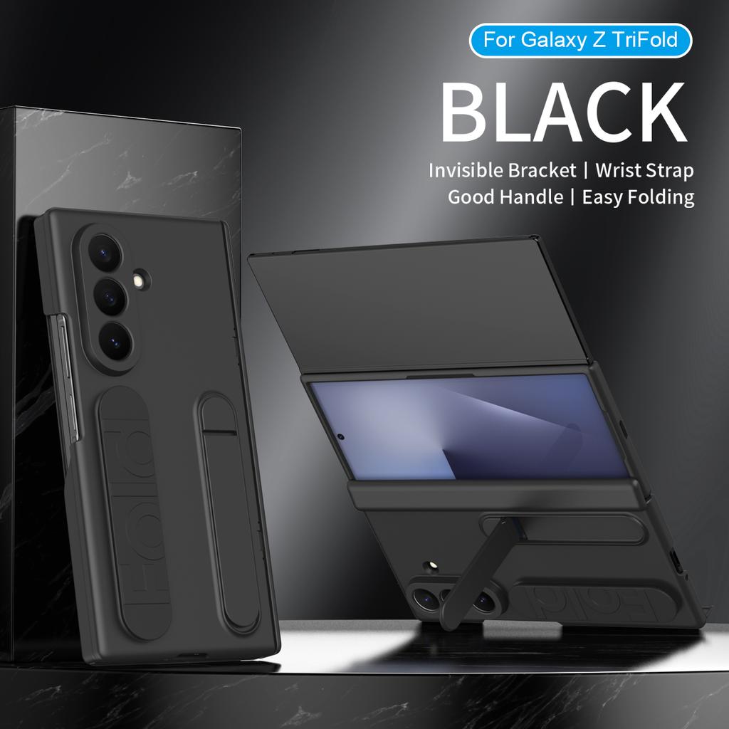 Phone Case For Samsung Galaxy Z TriFold Wristband Bracket Front Protection Film PC Hard Shell Protection Hinge Back Cover