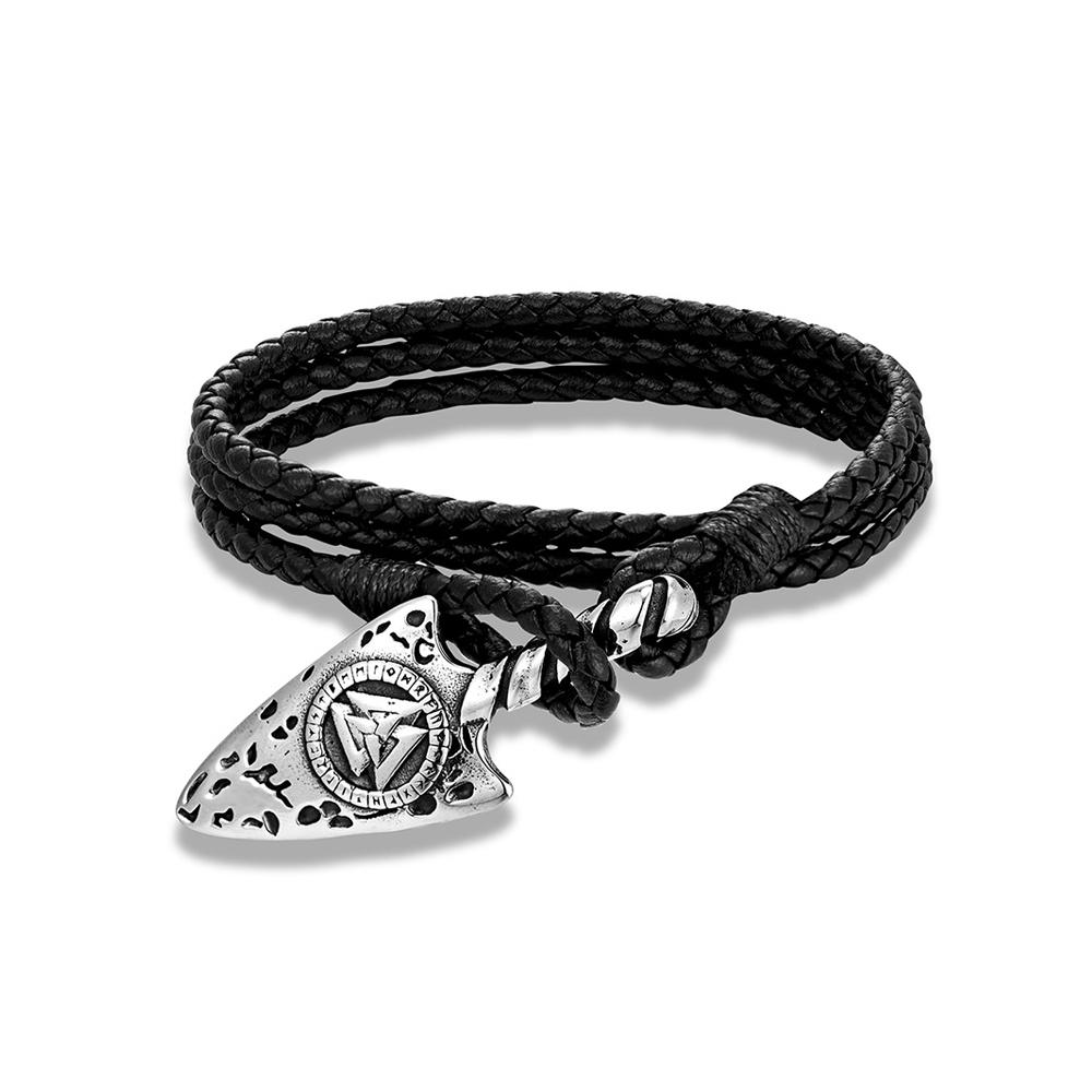 Mens Stainless Steel Vikings Axe Bracelet Leather Wolf Amulet Handmade Bracelet For Men Women Biker Outdoor Jewelry Gift