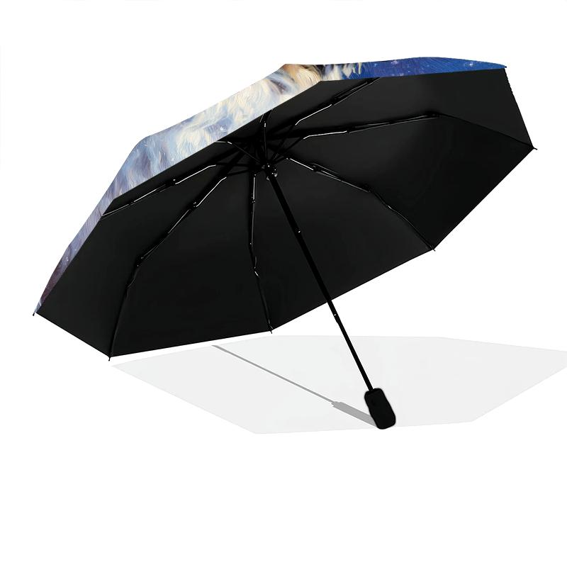 Christmas dog, automatic folding umbrella, portable and foldable design, 8 ribs, a Christmas or birthday gift.