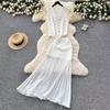 Completo Abbigliamento Donna Top Corto Senza Maniche Gonna Pieghettata Set Due Pezzi Stile Occidentale Uso Quotidiano per il Pendolarismo