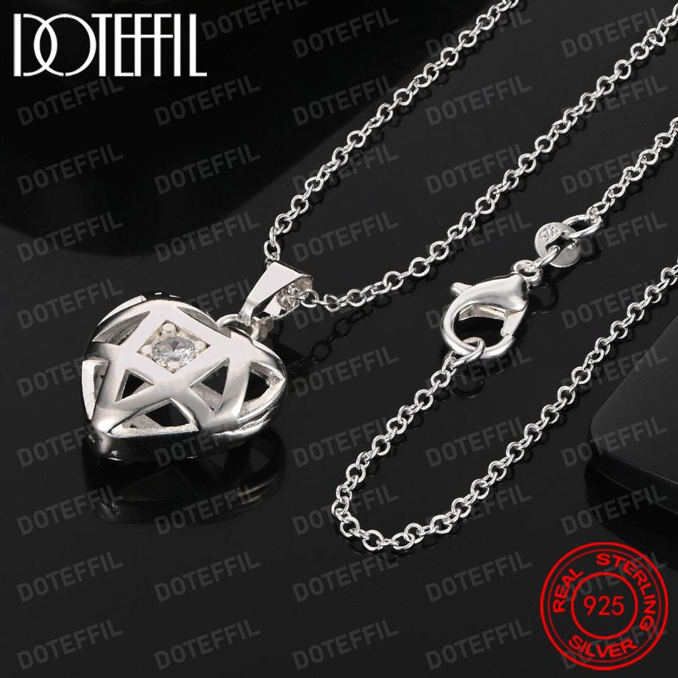 Xiaomi 925 Sterling Silver AAA Zircon Heart Pendant Necklace For Woman Man Wedding Engagement Charm Jewelry