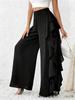 Pantaloni largi din plasă cu dantelă florală, cu talie înaltă și design neregulat, pentru femei