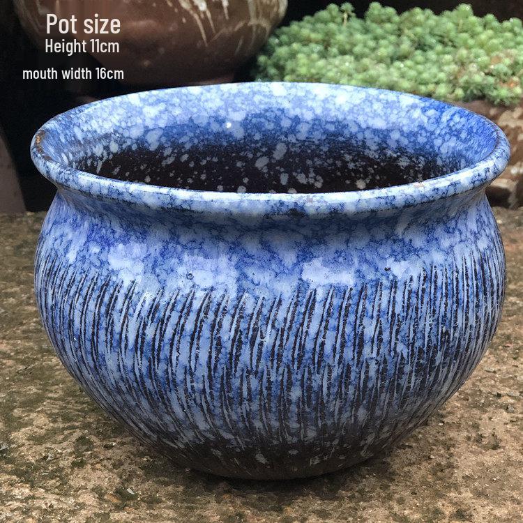 Handmade Large Coarse Pottery Succulent Flower Pot – Round Purple Sand Ceramic Planter