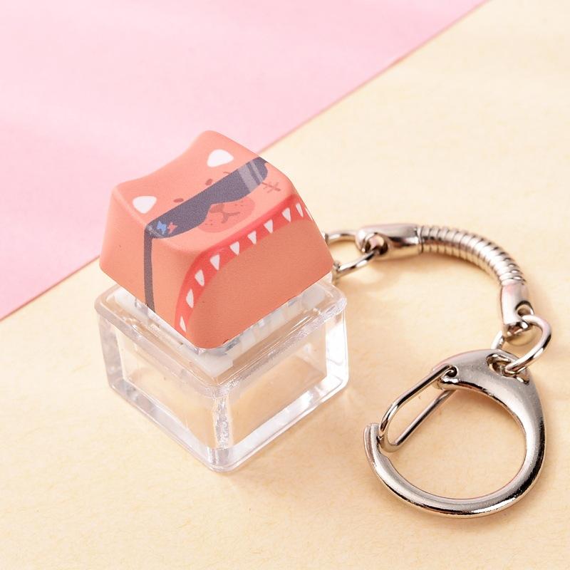 Portable Cute Animal Glowing Fidget Keyring Mechanical Keyboard Pendant Stress Relief Toy for Autism Kids