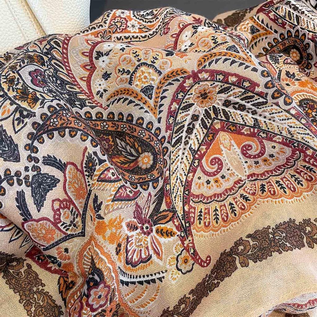 Women Paisley Flowers Thin Scarf Warm Elegant Cotton Linen Long Wrap Spring Autumn Sun Protection Scarves Hijab Bufandas Luxury
