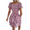 GMXIA Summer/Spring Women's Fashion slim-fit square neck short-sleeved dress