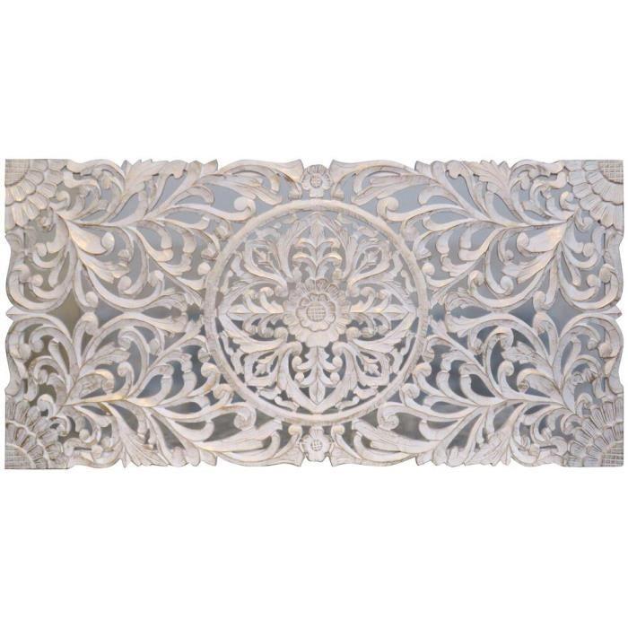 Tête De Lit - MDF - Blanc - 180 X 4 X 90 Cm - Design Mandala - Style Ethnique