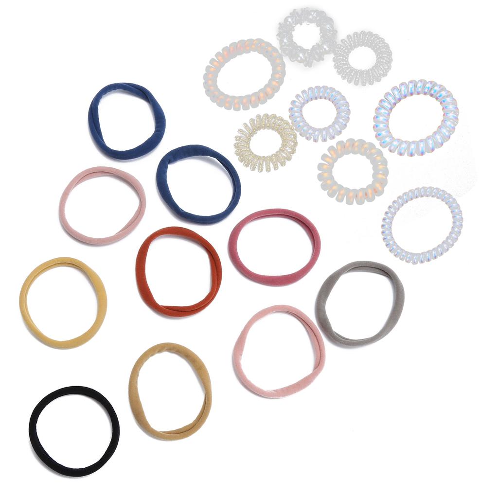 18pcs Spiral Hair Ties Band Kit Traceless Girl High Elasticity Rope Telephone Wire for Ponytail