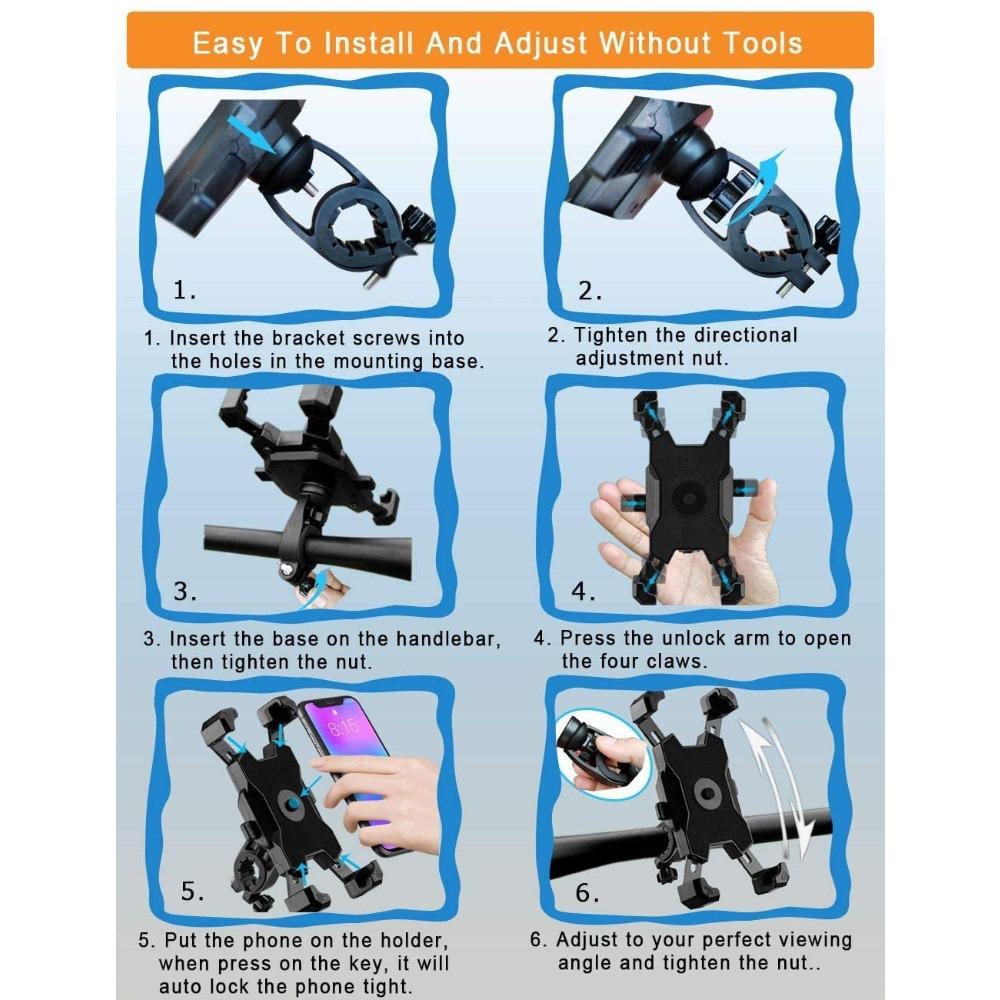 Bike Phone Mount, Easy Install and Quick Release Bicycle -Handlebar Clip for Bicycle Scooter-Motorcycle Handlebar Phone Mount, Bike Phone Holder