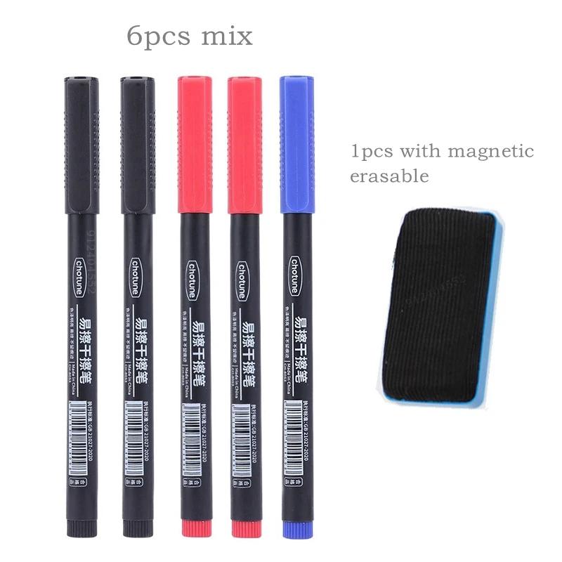 8 buc Marker Whiteboard Șters 0.5mm Vârf Fin Cerneală Neagră/Albastră/Roșie Marker Tablă Școală Birou Artă Scris Papetărie