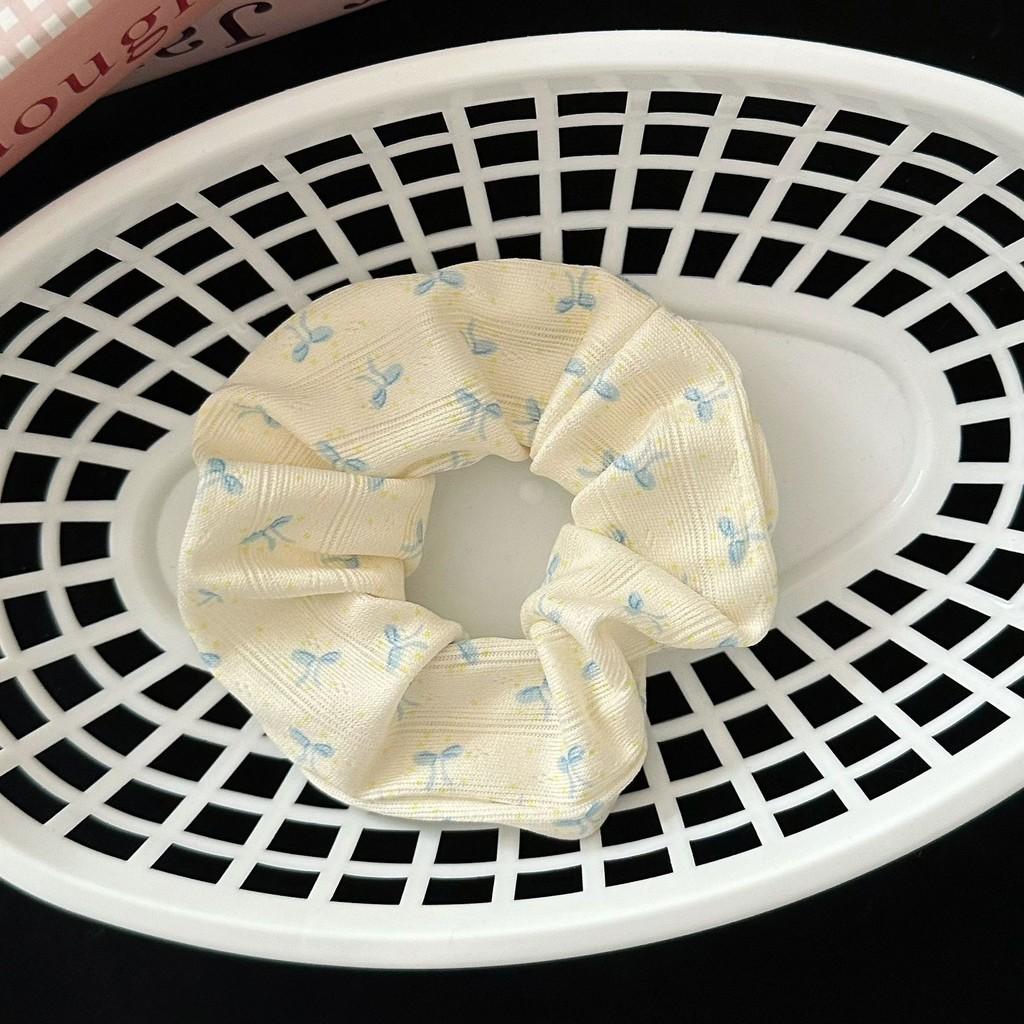 Retro American Bear Hair Ring Women Floral Bow High Elastic Scrunchie Simple Hair Accessories