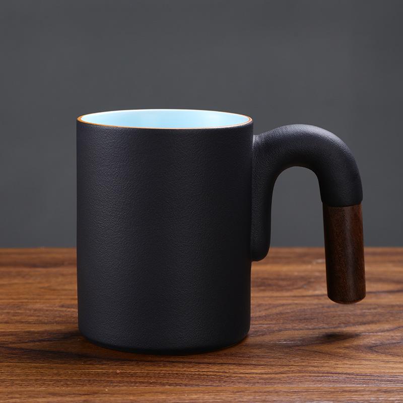 450ml Creative Gradient Mug Large-capacity Rough Pottery Handle Coffee Mug Lovers Cup Living Room Countertop Coffee Table Mugs