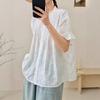 1116 Summer New Women's Crew Neck Japanese Cotton Shirt Loose Shirt Top Cardigan Vintage Mori Women's Clothing Age Reduction