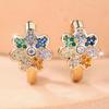 Charming Zircon Flower Hoop Earrings for Women Three Color Options Daily Wear Party Gift