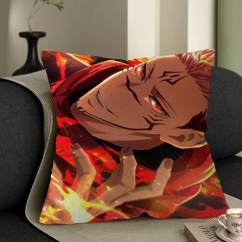 Poduszka Anime R-Ryomen S-Sukuna Poduszka Anime Pokrowiec na Poszewkę Poduszki na Kanapę Łóżko Zagłówek Pokrowiec na Poduszkę 45x45 Cm Modny
