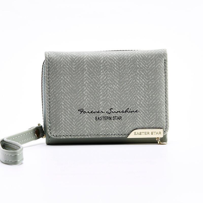 New Korean Style Women's Wallet Short Zipper Multi-card Pure Color Coin Wallet Wholesale Pu Material