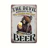 Vintage Beer Theme Metal Sign The Devil Whispered Wall Art Multipurpose Plaque for GarageBar No Electricity Needed