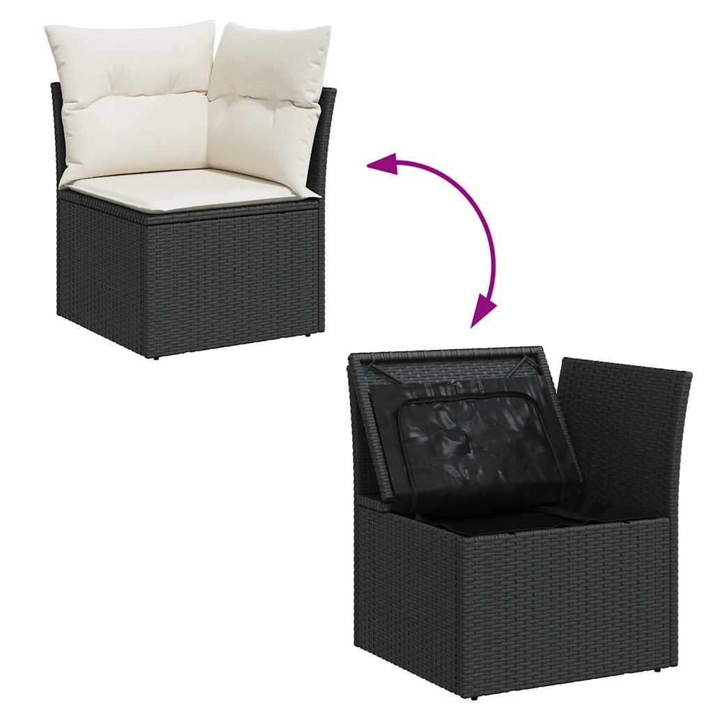 Vidaxl 6-Cz. Set di Mobili da Giardino con Cuscini, Polyrattan Nero
