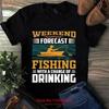 Weekend Forecast Fishing With A Change Of Drinking T Shirt Vintage Washed Streetwear Casual Comfortable Slightly Vintage