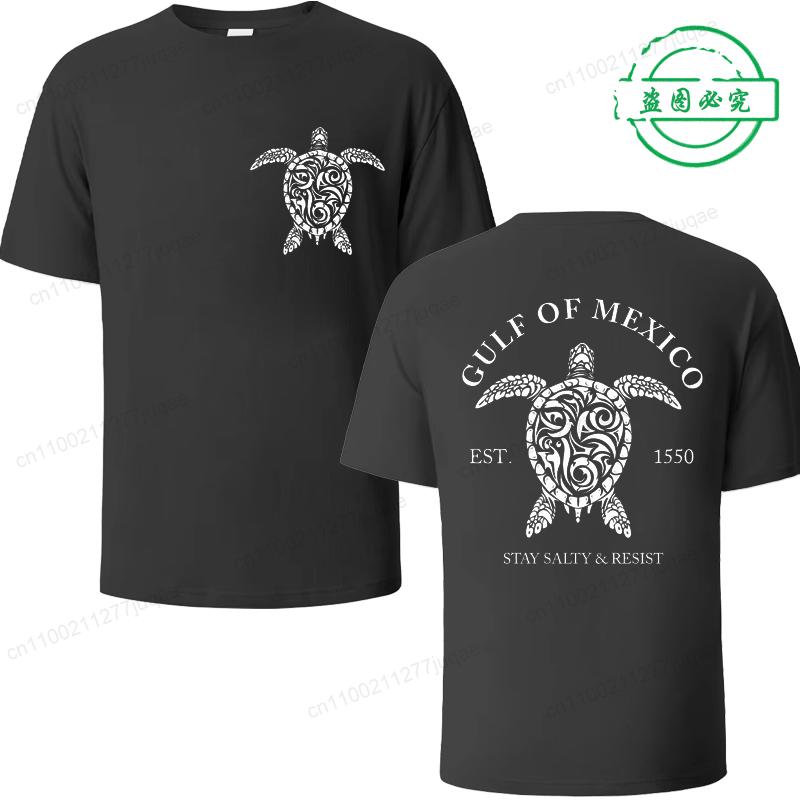 Gulf of Mexico Retro Turtle Shirt T-shirt Men Women Summer Loose Couple Short Sleeve Tops Harajuku Y2k Vintage Tee Fashion Top